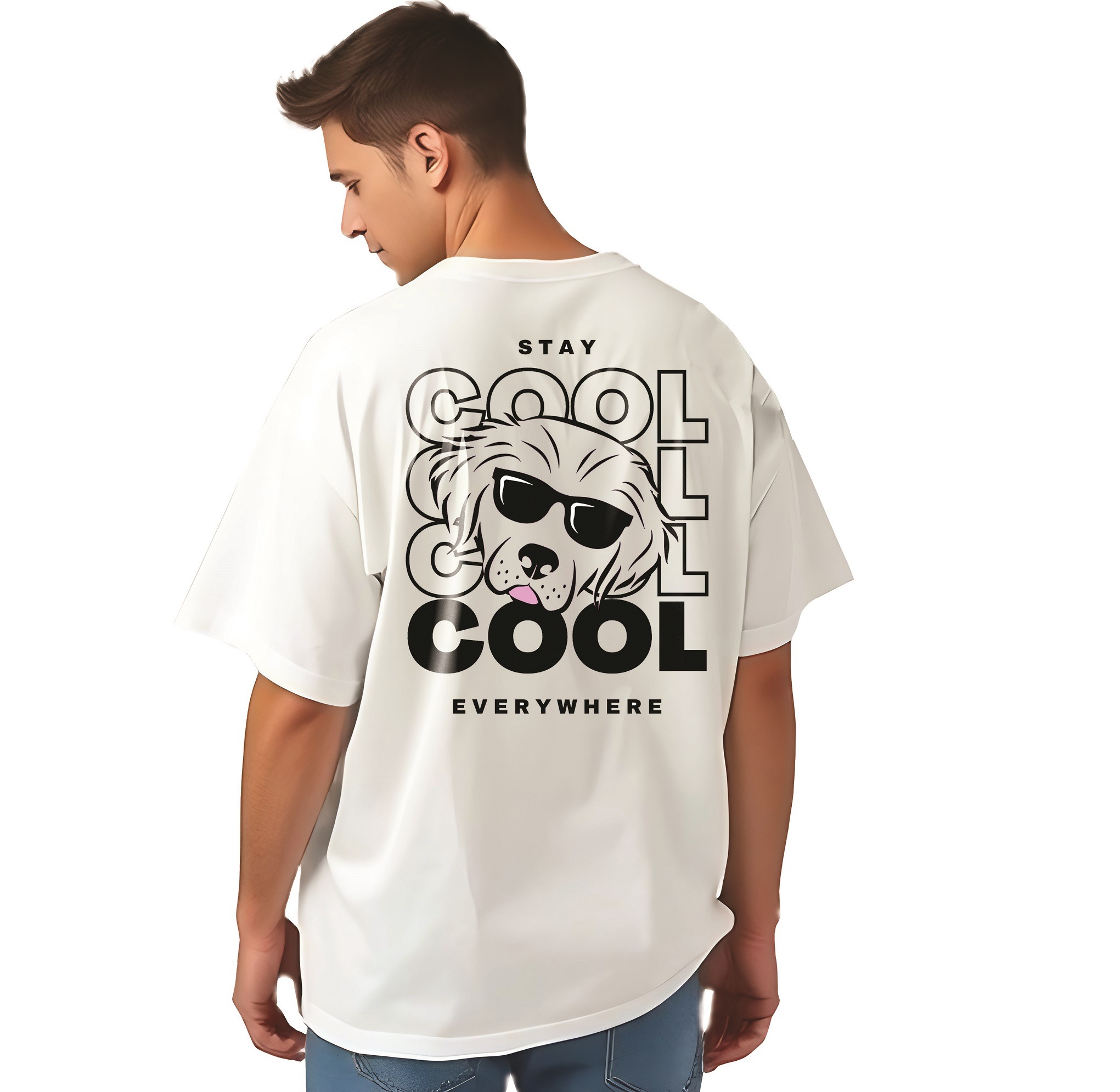 Cool Dog Vibe White T shirt By Digi Cloth®