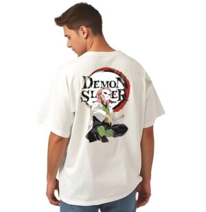 Demon Slayer Kimetsu No Yaiba 22 Printed White Unisex Oversized T shirt – By Digi Cloth®