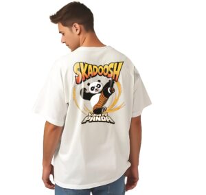 Kung Fu Panda – White Unisex Oversized T shirt Cartoon Graphic By Digi Cloth®