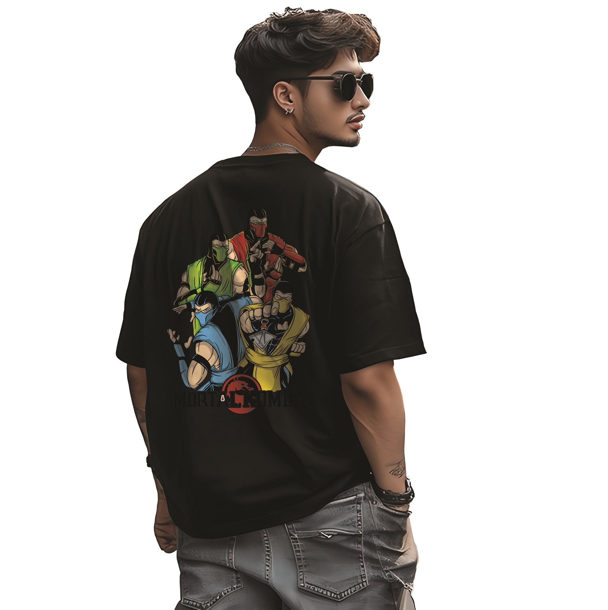 Mortal Kombat Black Graphic Printed Oversized T shirt By Digi Cloth®
