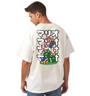 Super Mario Arcade Vibes White Unisex Oversized Tee By Digicloth®